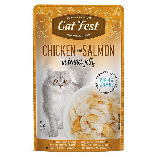 Cat fest chicken with salmon in tender jelly 70 gm