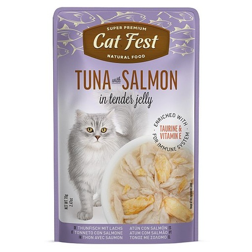 Cat fest tuna with salmon in tender jelly 70 gm